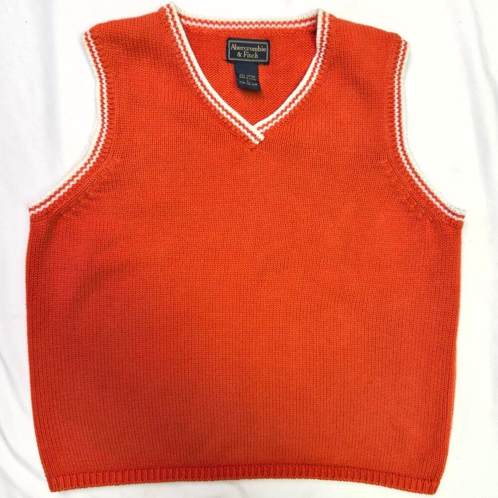 abercrombie & fitch vintage y2k collegiate varsity knit sweater vest size large